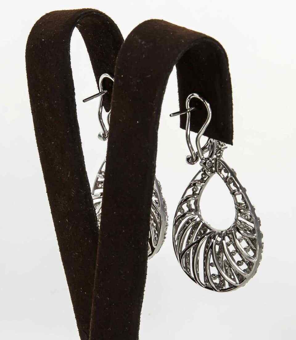 Pear Shaped Diamond Gold Dangle Earrings