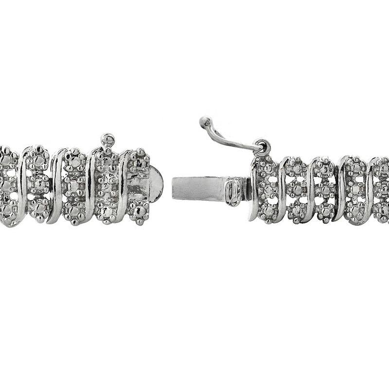 1.00Ct TDW Diamond S Pattern Tennis Bracelet