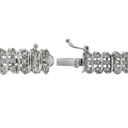 1.00Ct TDW Diamond S Pattern Tennis Bracelet