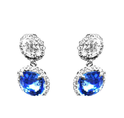 GIA Sapphire cushion drop shape 7.62 ct diamond round brilliant shape 1.68 ct