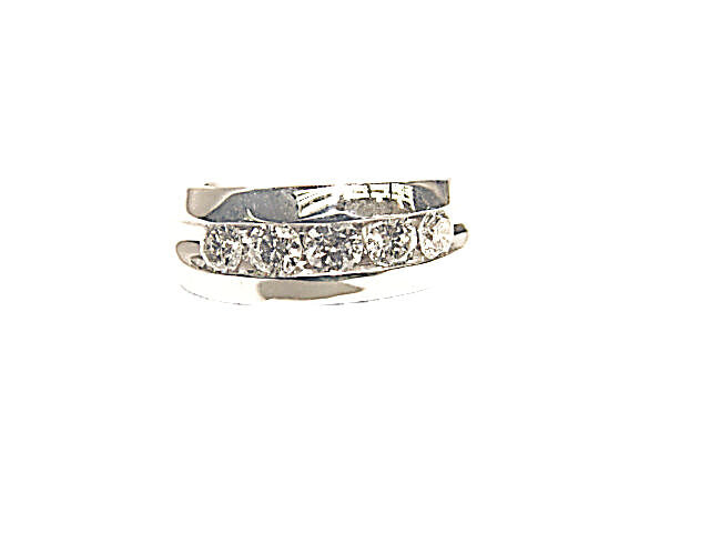 1.58 CT DIAMOND ROUND BR SHAPE 5 STONE MENS DIAMOND BAND 14 K WHITE GOLD
