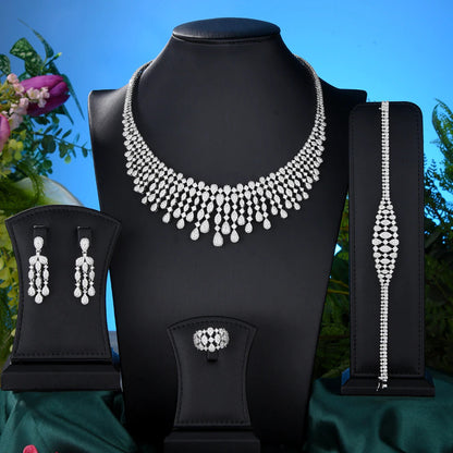 New Trendy 4PCS Full Micro CZ Luxury African Jewelry Set for Women Wedding