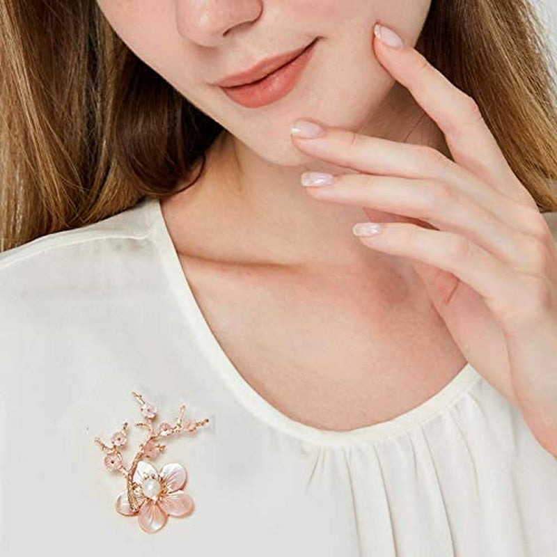 New Year Brooches for Women with Crystal, Flower, Rhinestone Brooches Pins Elega