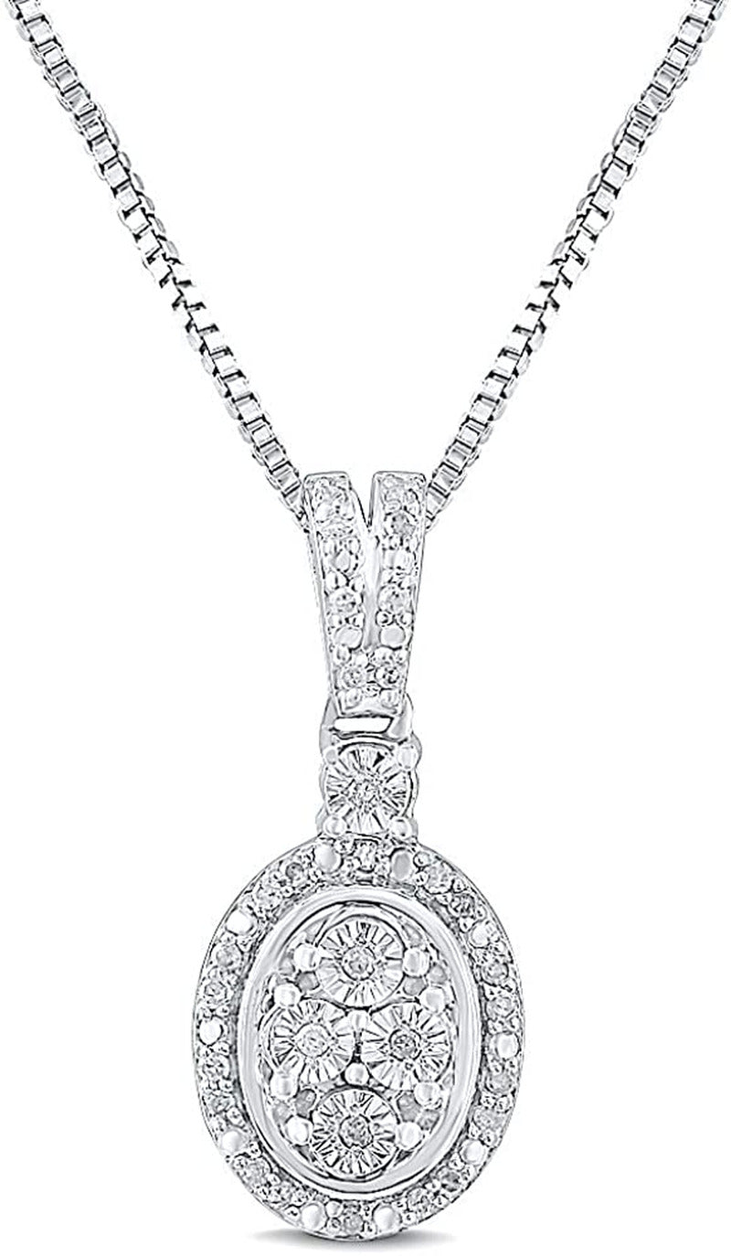 Diamond Pendant Necklace in Sterling Silver 1/10 Cttw - 18 Inch Box Chain