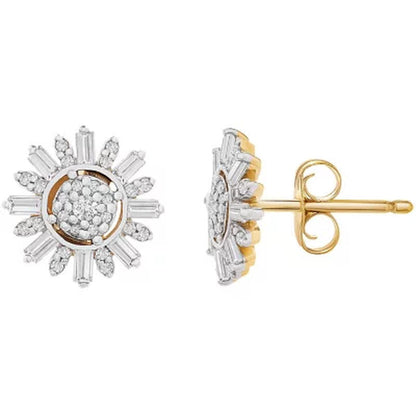 0.33 CT. T.W. Diamond Starburst Earrings in 14K Yellow Gold