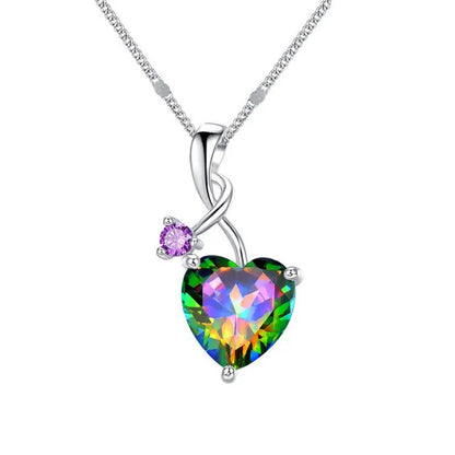 Heart - Shaped Gem Pendant Set with Diamond Simple Original Necklace Ring Neckla