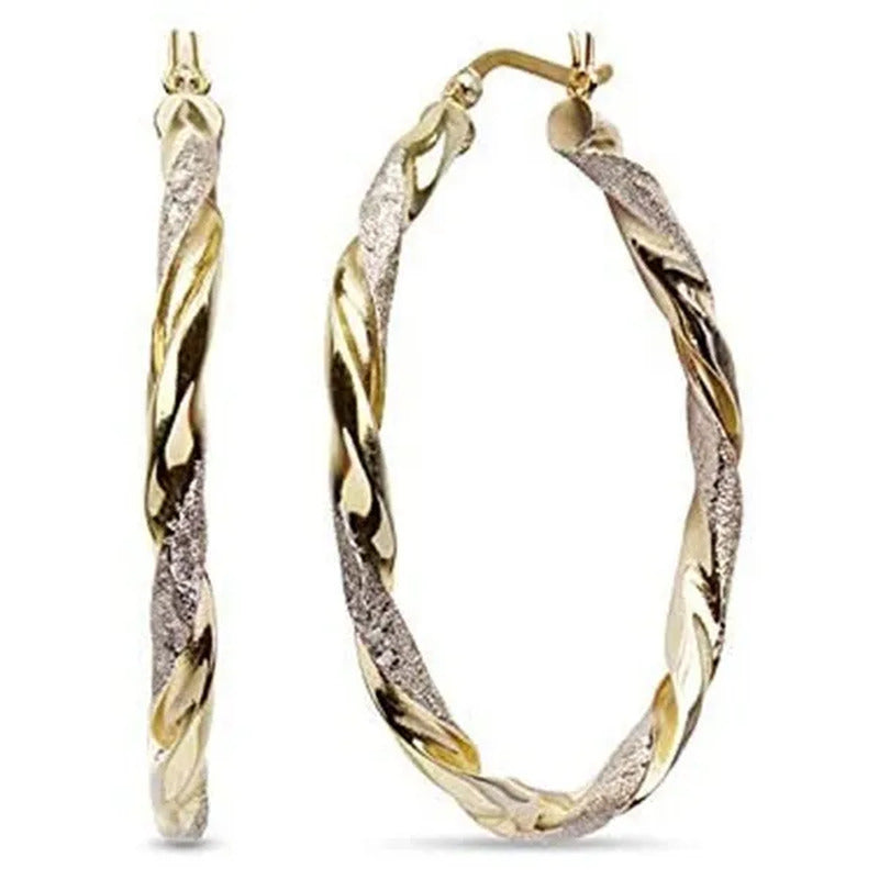 Luxury 14K Solid Gold Hoop Earrings Spiral Circle Earrings Simple Earrings Big C