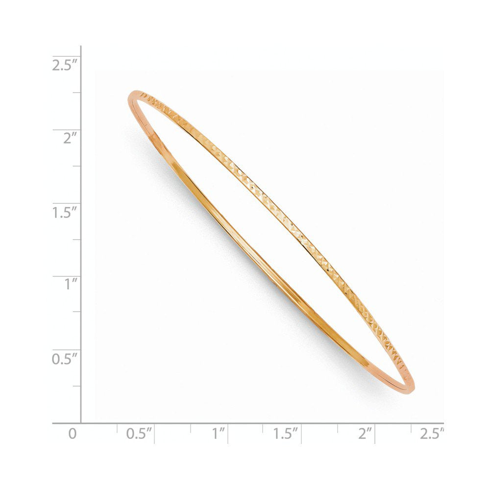 14K Rose Gold Diamond Cut Slip-On 1.5Mm Bangle Bracelet, 8"