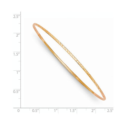 14K Rose Gold Diamond Cut Slip-On 1.5Mm Bangle Bracelet, 8"