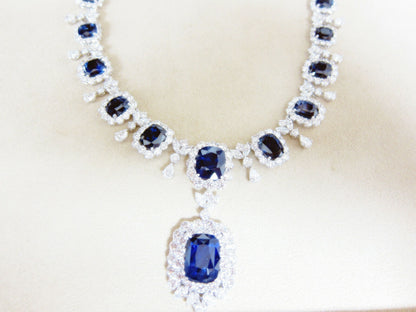 GIA CERTIFIED 14 CUSHION SHAPE 17.48 CT CENTER SAPPHIRE WITH NATURAL DIAMOND