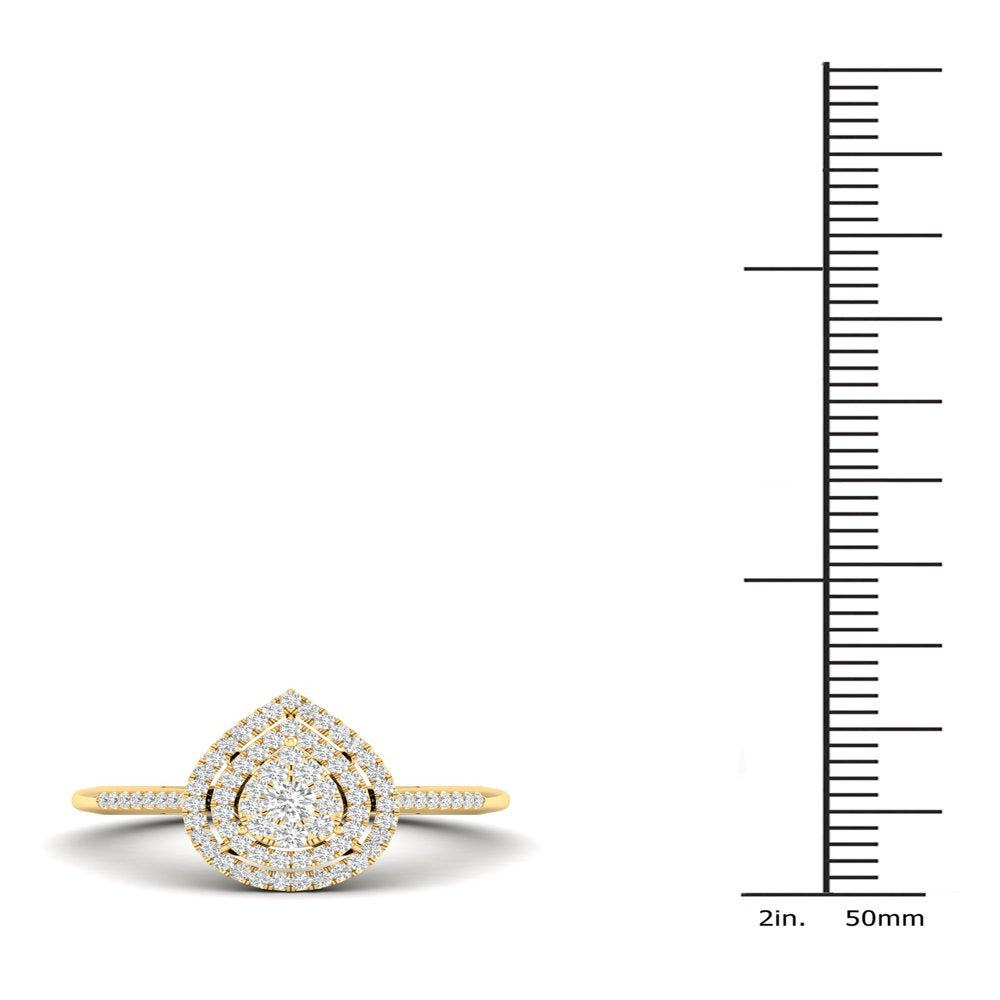 Imperial 1/4Ct TDW Diamond 10K Yellow Gold Pear Cluster Halo Engagement Ring (H-