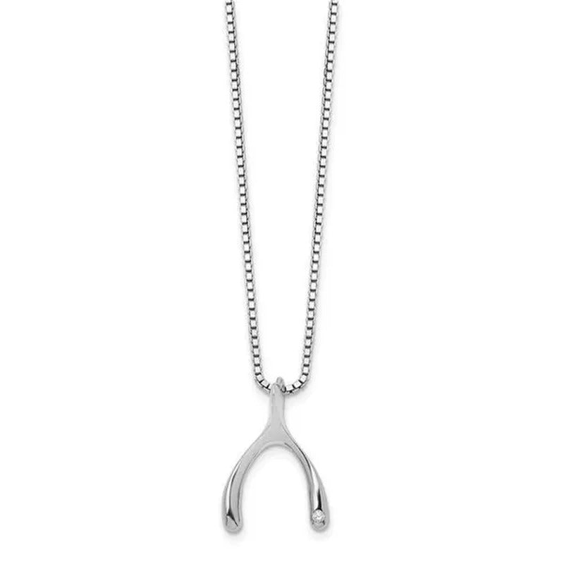 White Ice QW416-18 18 In. Sterling Silver Diamond Wishbone Slide Pendant Necklac