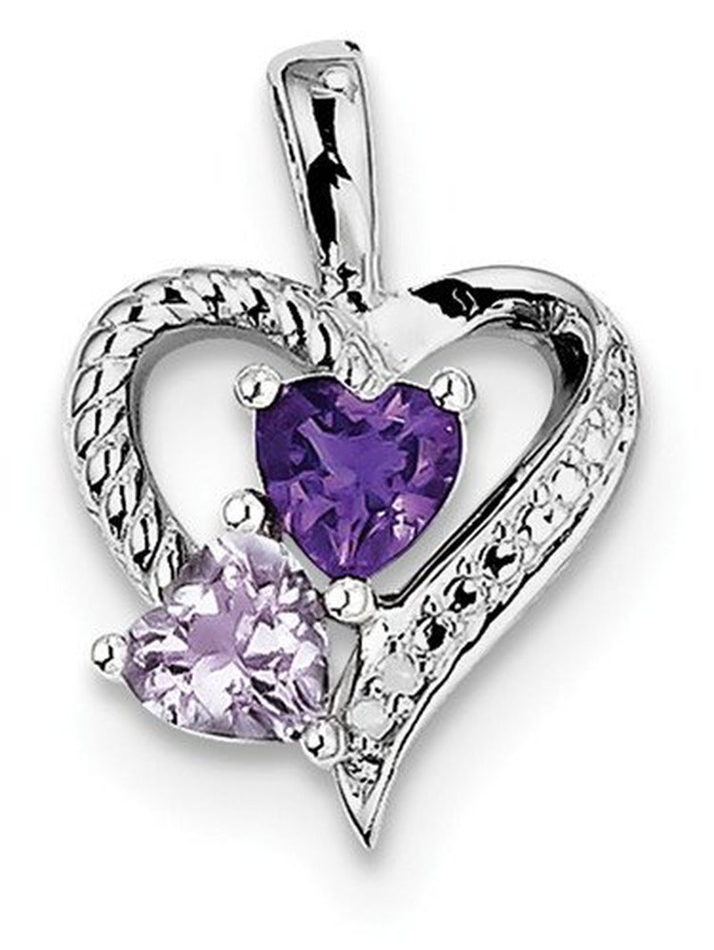 925 Sterling Silver Textured Polished Prong Set Open Back Amethyst Pink Quartz a