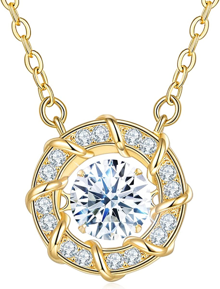 Moissanite Diamond Necklaces for Women,Dancing Heart Pendant Necklaces,925 Sterl