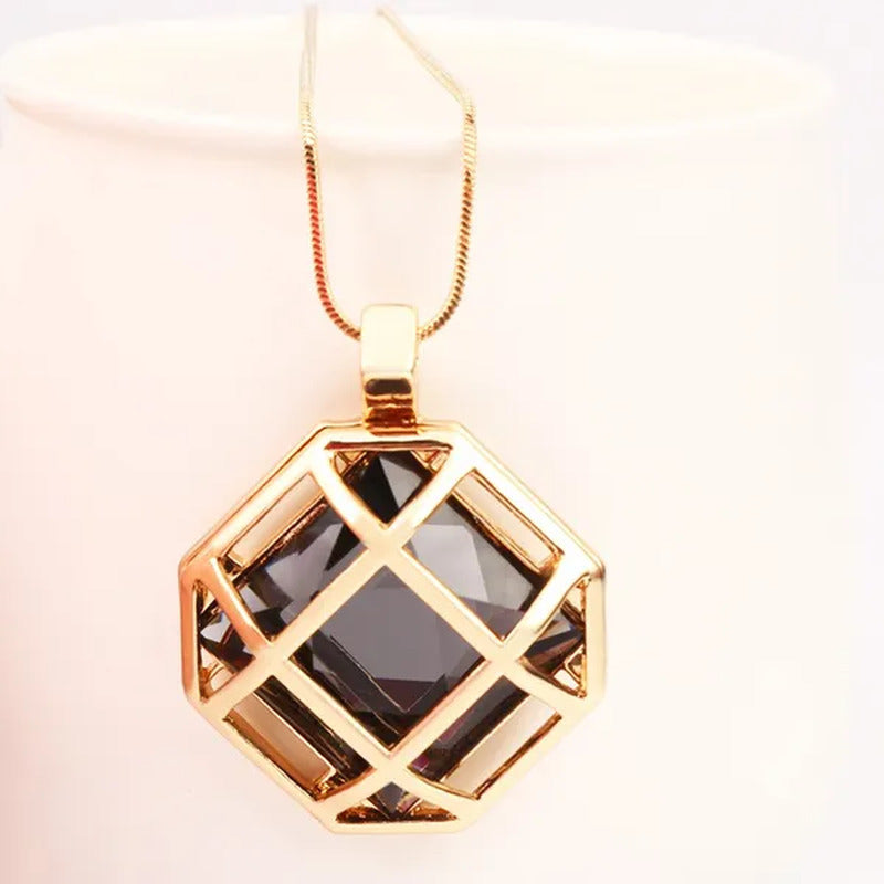 Square Diamond White Simple Fashion Square Openwork Sweater Chain