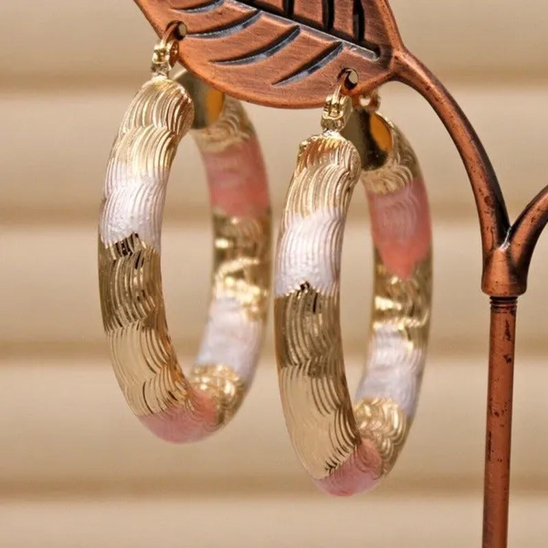 Gold Color Hoop Earrings for Women'S Filled - Crude Tube Swirl Multilayer Circle
