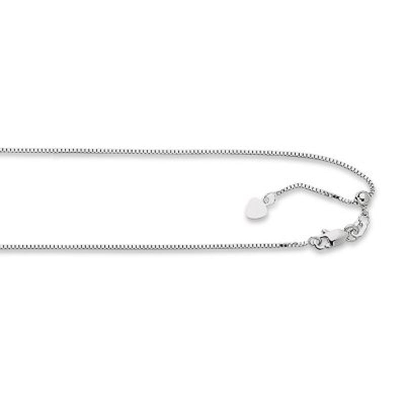Adjustable Box Link Chain Necklace, .85Mm in 14K Gold