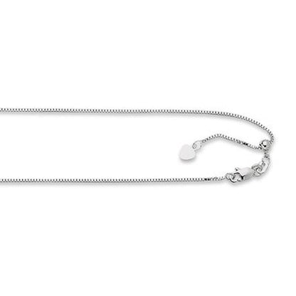 Adjustable Box Link Chain Necklace, .85Mm in 14K Gold