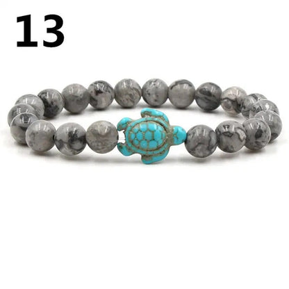 Summer Style Sea Turtle Beads Bracelets for Women Men Classic Natural Stone Elas