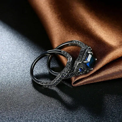 TWO Rings Black Couple Rings 316L Sainless Steel Men'S Rings Princess Cut 5Mm Sa