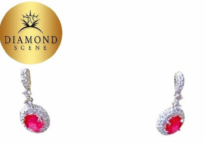 RUBY OVAL SHAPE TWO STONES DIAMOND ROUND BRILLIANT