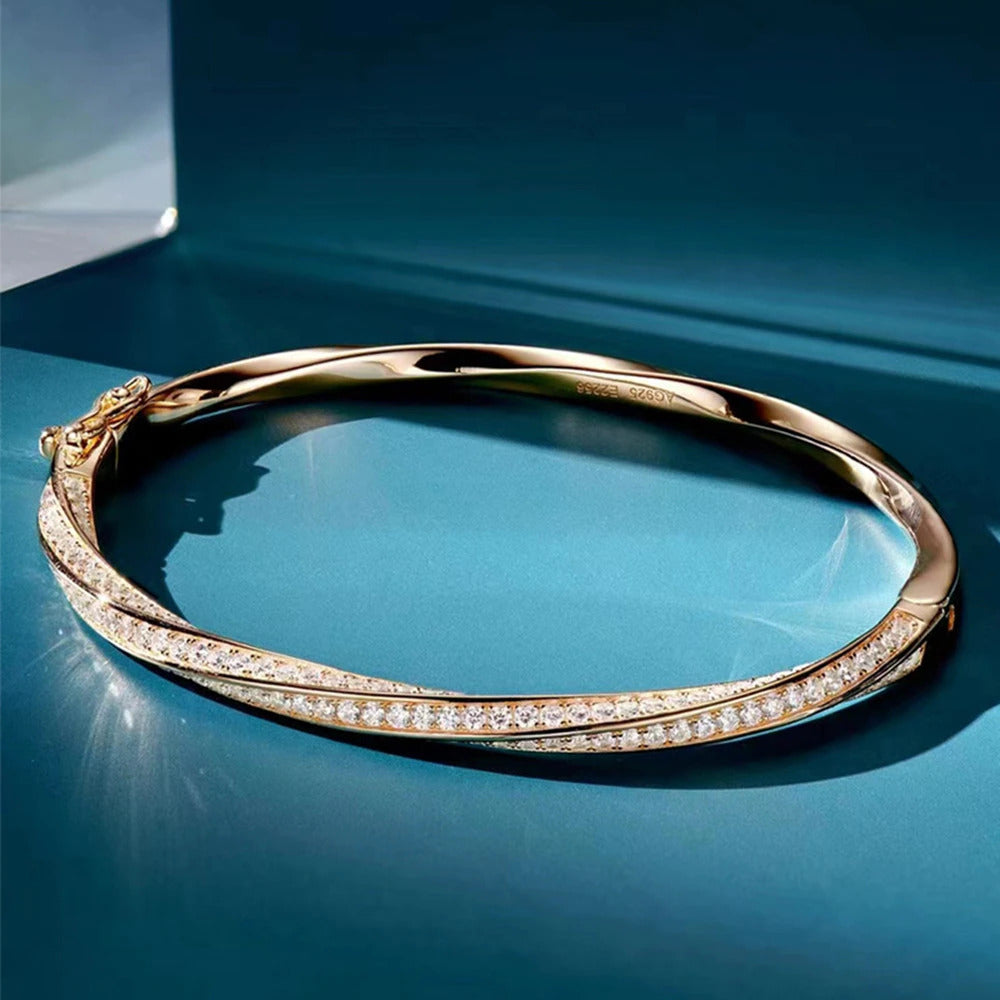 925 Sterling Silver Lab Sapphire High Carbon Diamond 18K Gold Plated
