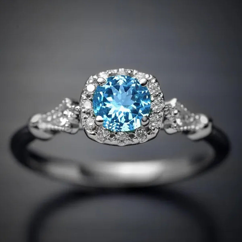 New and Noble Aquamarine/Ruby/Green Zircon AAA Ring Gold-Plated Jewelry Engageme