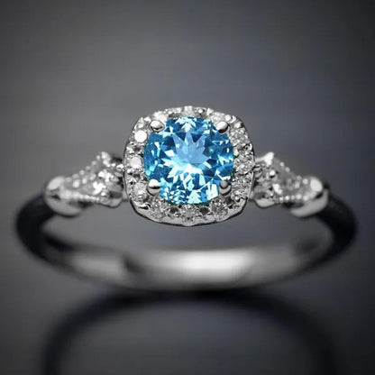 New and Noble Aquamarine/Ruby/Green Zircon AAA Ring Gold-Plated Jewelry Engageme