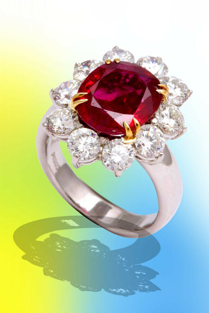 No Heat Burma Ruby Diamond Ring