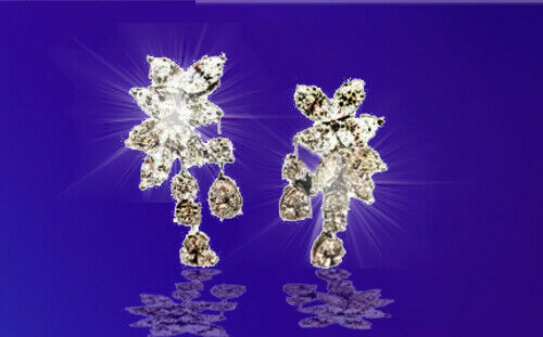 DIAMOND PEAR SHAPE MARQUISE SHAPE ROUND BRILLIANT SHAPE SET DANGLE EARRING