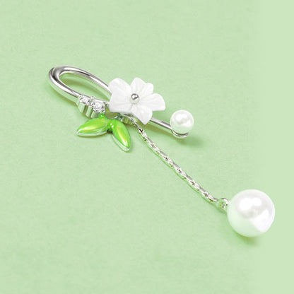 Thaya 925 Silver Earring Dangle Flower Egrave White Beads Tassel Earring Eardrop