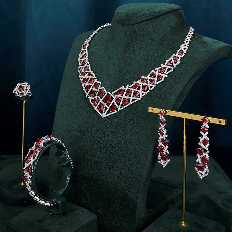 Luxury Elegant Bridal Necklace Set for Women Cubic Zirconia Wedding Jewelry
