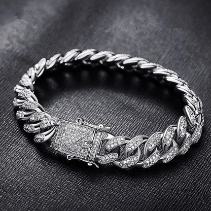 2019 Men'S Hip Hop Iced Out Bling Diamond Necklace or Bracelet 24K Gold Fashion