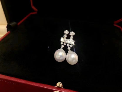 MJ Pearl Earrings Fine Jewelry 925 Sterling Silver round 10-11Mm Nature Fresh