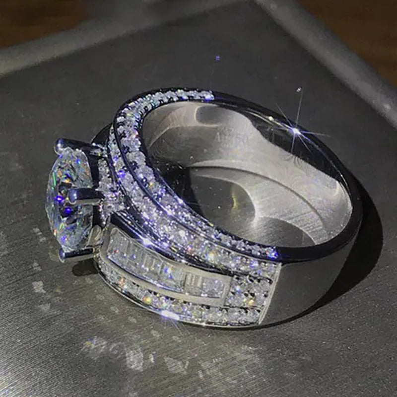 High Quality Bridal Wedding Band 925 Sterling Silver 4 Prong Setting Diamond Sid
