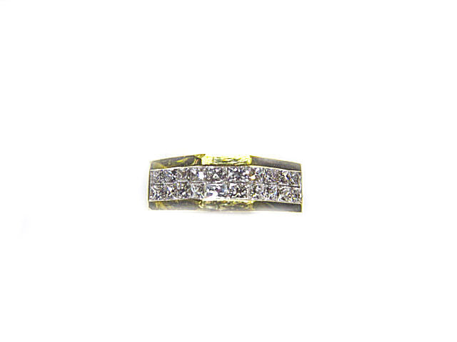 DIAMOND PRINCESS SHAPE 2 ROW INVISIBLE SET DOMED MENS DIAMOND BAND DIAMOND RING