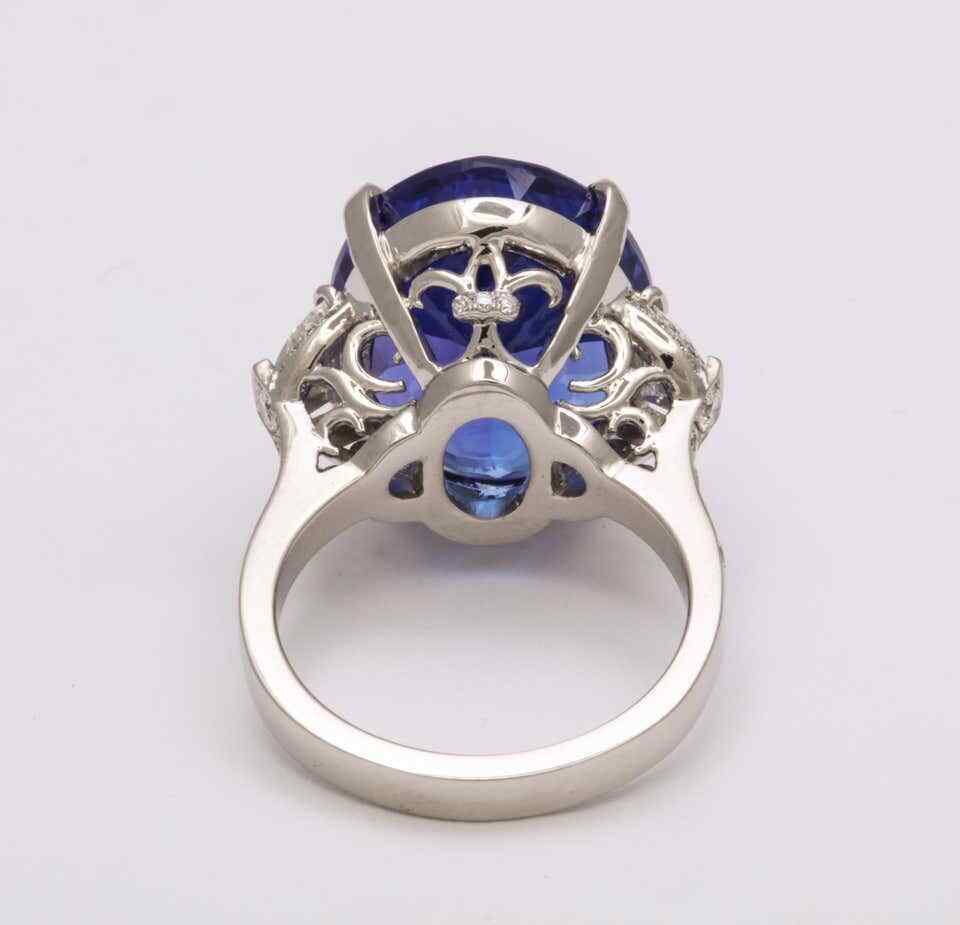 Fourteen Carat Blue Tanzanite and Diamond Ring