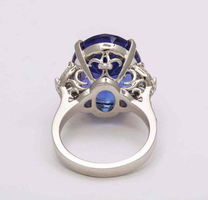 Fourteen Carat Blue Tanzanite and Diamond Ring