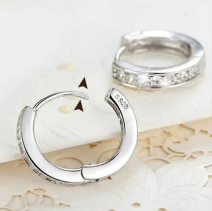 Luxury Noble 925 Silver Elegant Heart Diamond Hoop Ear Stud Earrings for Women r