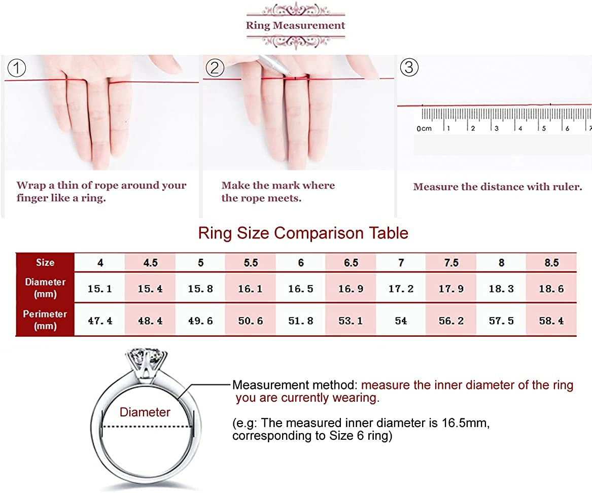 Moissanite Wedding Ring , Classic 1-3Ct Engagement Ring for Women, 925 Sterling