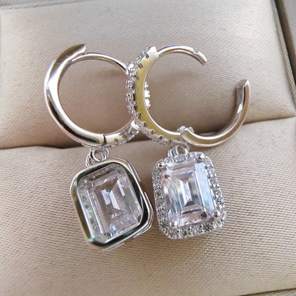 1+1CT 5X7MM Emerald Cut Rectangular Moissanite Earrings Passed the