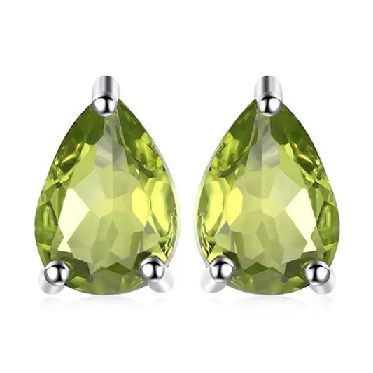 Majesty Diamonds MDS210107 1.66 CTW Oval Green Peridot Stud Earrings in 0.925 Wh