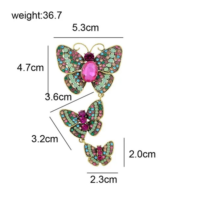 Fashion Exquisite Large Crystal and Rhinestone Butterfly Brooches for Women Vint