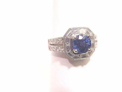 1.75 CT SAPPHIRE ROUND CUT TOP ONLY BAGUETTE AND ROUND