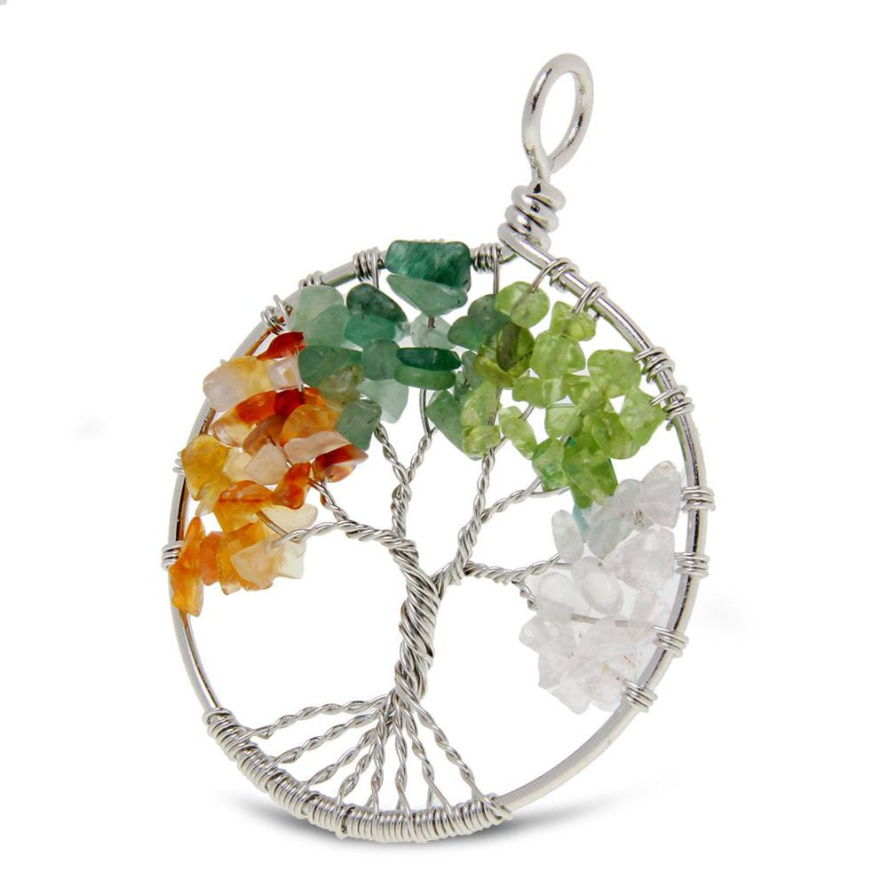 Tree of Fashion Gemstone Pendant Fit Necklace - Rainbow Color