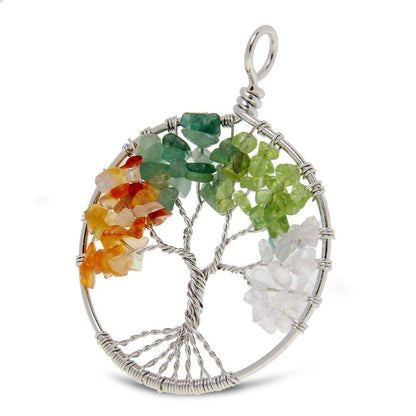 Tree of Fashion Gemstone Pendant Fit Necklace - Rainbow Color