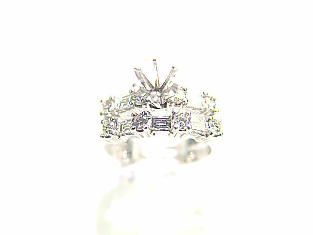 DIAMOND 8 ROUND BR 5 BAGUETTE SHAPE ENGANGEMENT SETTING ENGAGEMENT RING SETTING