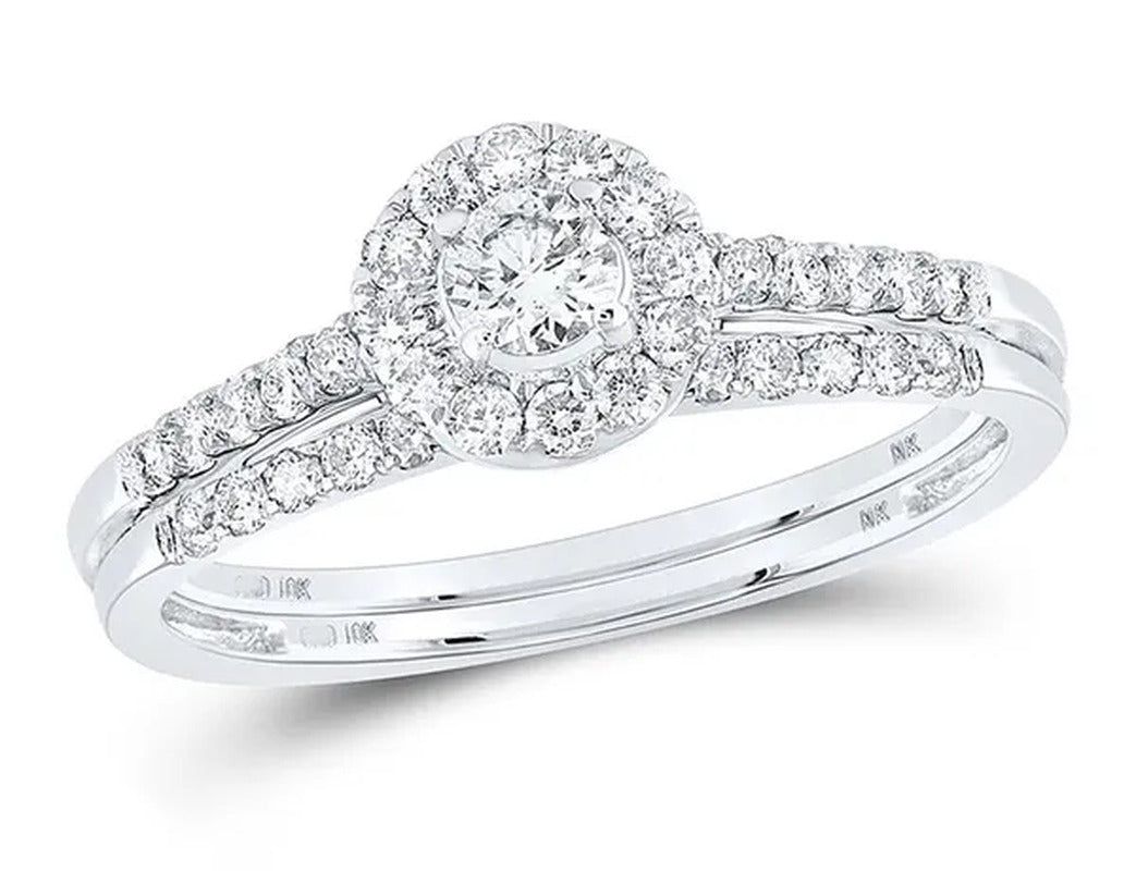 1/2 Carat (Ctw J-K, I2) Diamond Engagement Bridal Wedding Ring Set in 10K White