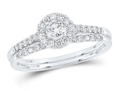 1/2 Carat (Ctw J-K, I2) Diamond Engagement Bridal Wedding Ring Set in 10K White