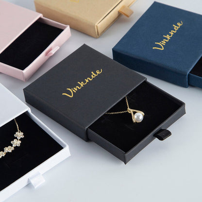 50Pcs Custom Logo Cardboard Jewelry Ring Necklace Gift Storage Box Slide Drawer